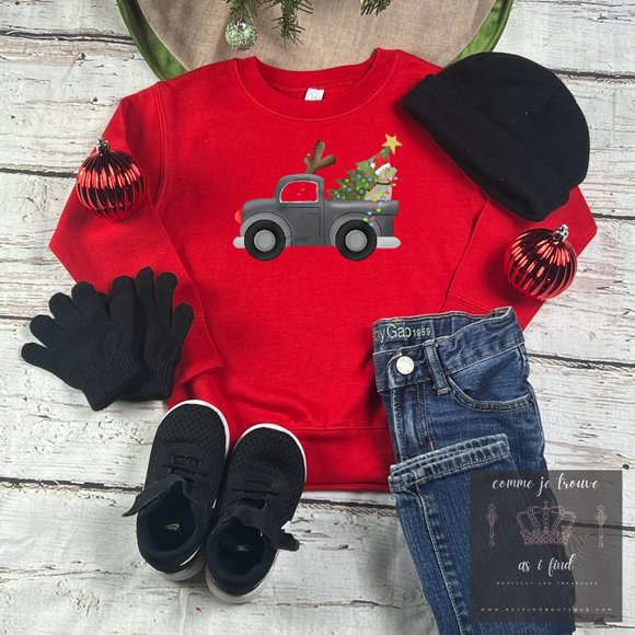 Christmas Truck Bringing Great Stuff! Super comfy unisex red sweatshirt - Picture 2 of 2